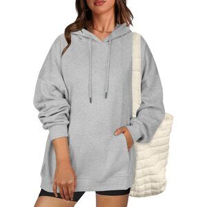 🆕 Women Grey Pullover Sweatshirts Long Sleeve Fall Winter Coat Fleece Hoodies